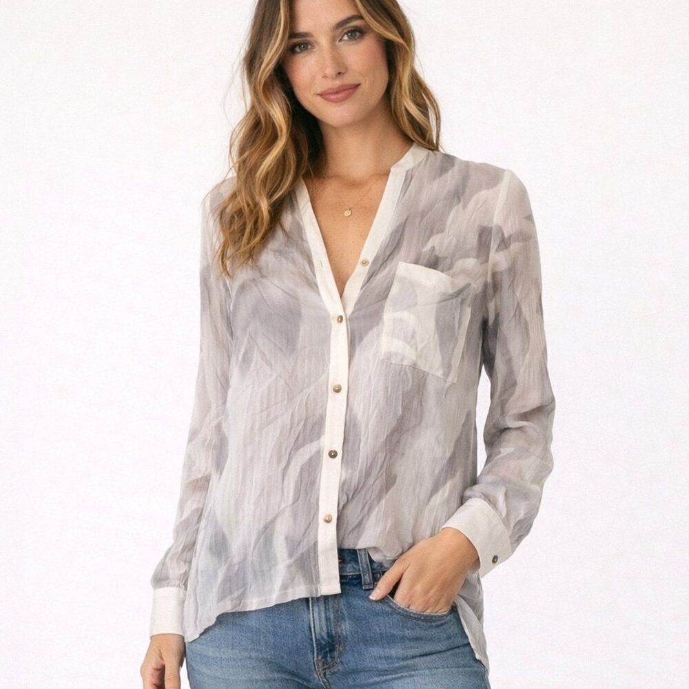 Helmut Lang silk gray top S
